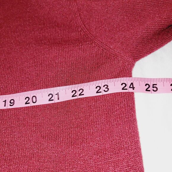 The Drop Lucyswhims Sweater Large Red Side Button Turtleneck Cropped Balloon - Picture 10 of 12